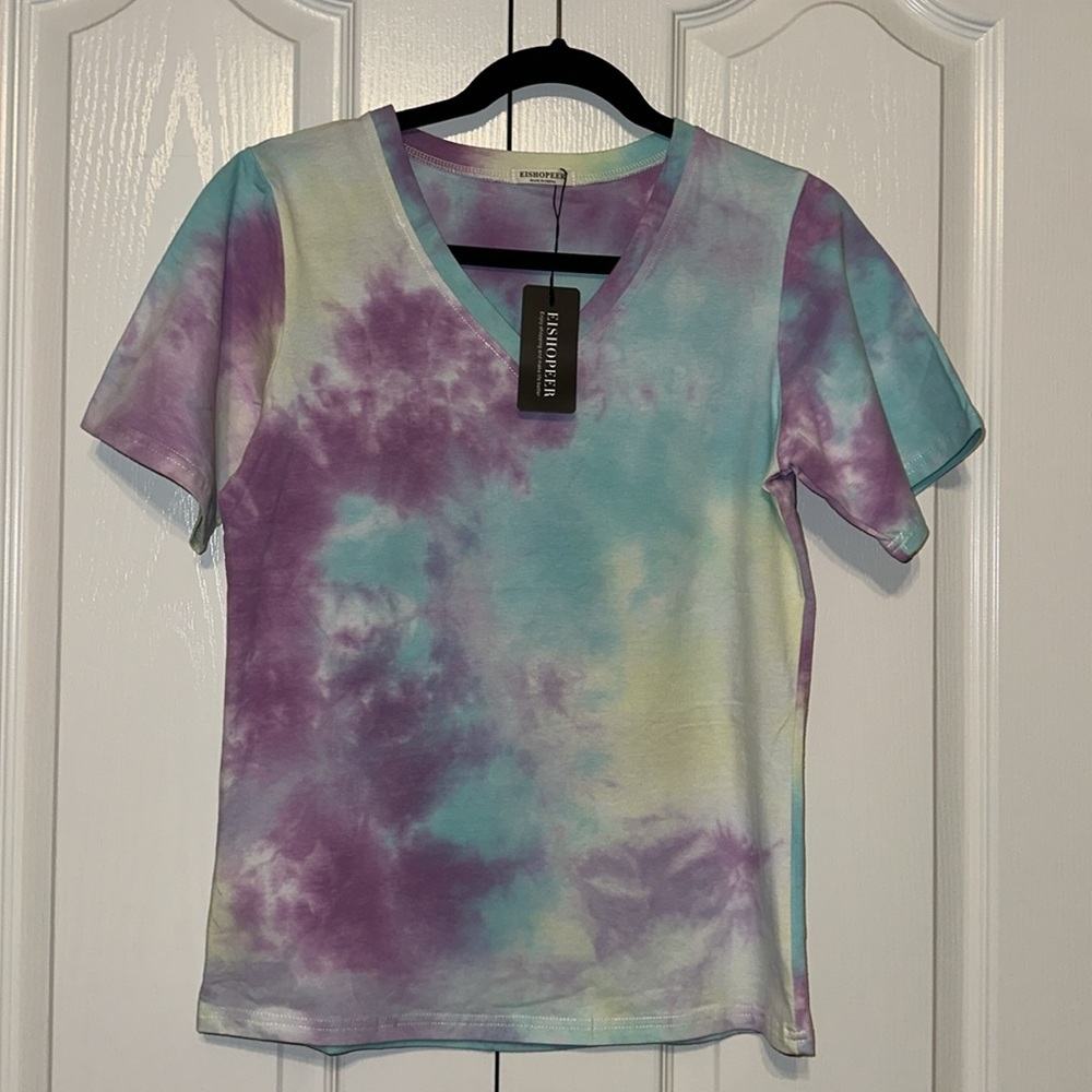 Tie-Dye Short Pajama Set - Pastel Blue & Purple - Unbranded - Picture 3 of 16
